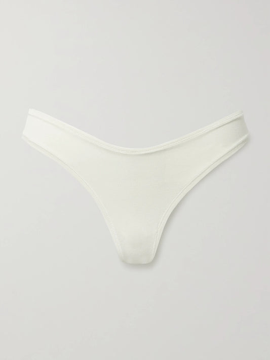 Cotton-blend Jersey Dipped Thong - Bone