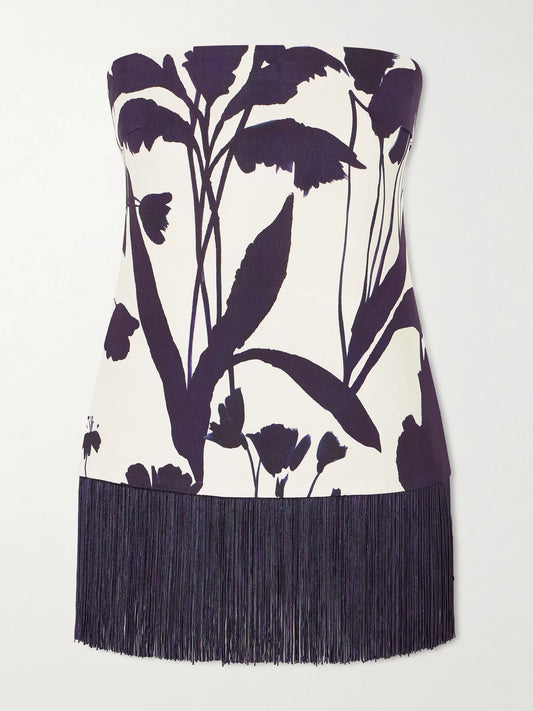 Benita Fringed Floral-print Stretch-crepe Tank