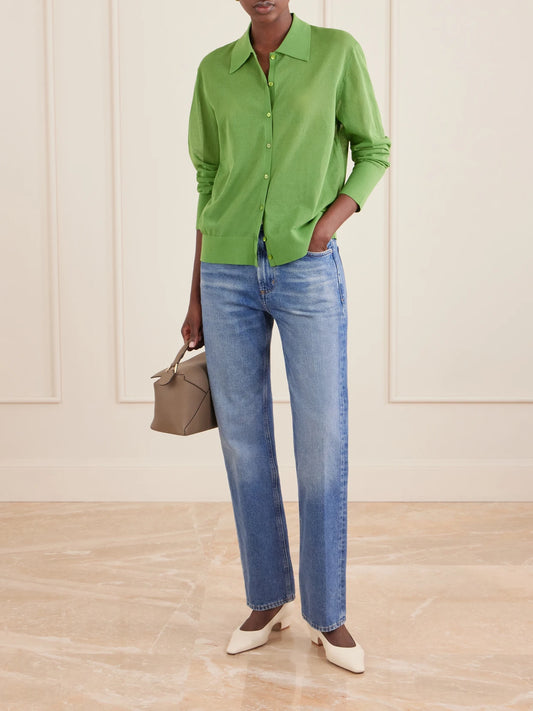 The Collared Cardi Cotton-blend Cardigan