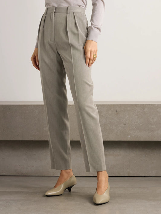 Hudson Cropped Pleated Wool Tapered Pants