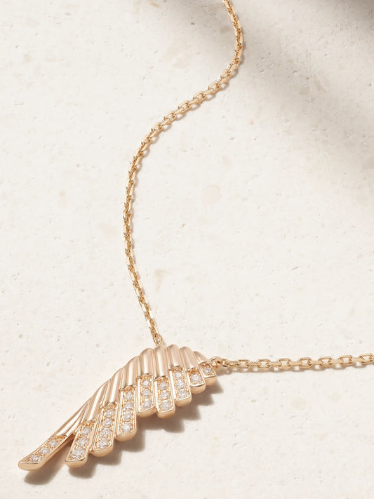 Wings Rising Mini Icon 18-karat Rose Gold Diamond Necklace