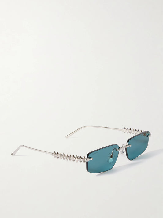 Clash De Cartier Rimless Rectangle-frame Silver-tone Sunglasses