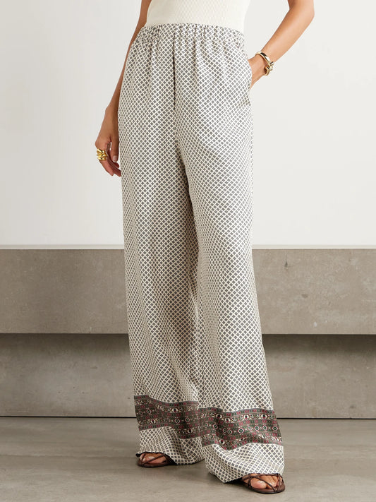 Valerio Printed Silk-twill Wide-leg Pants