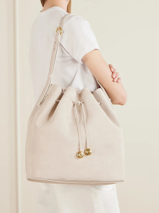 Liffner Charm Suede Drawstring Shoulder Bag
