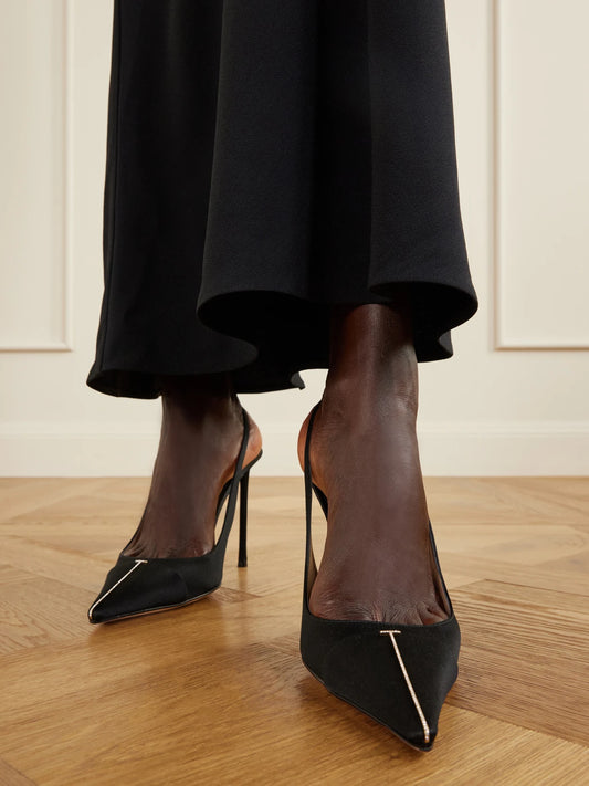 105 Crystal-embellished Satin Slingback Pumps
