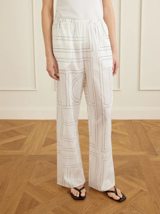Embroidered Organic Cotton And Lyocell-blend Wide-leg Pants