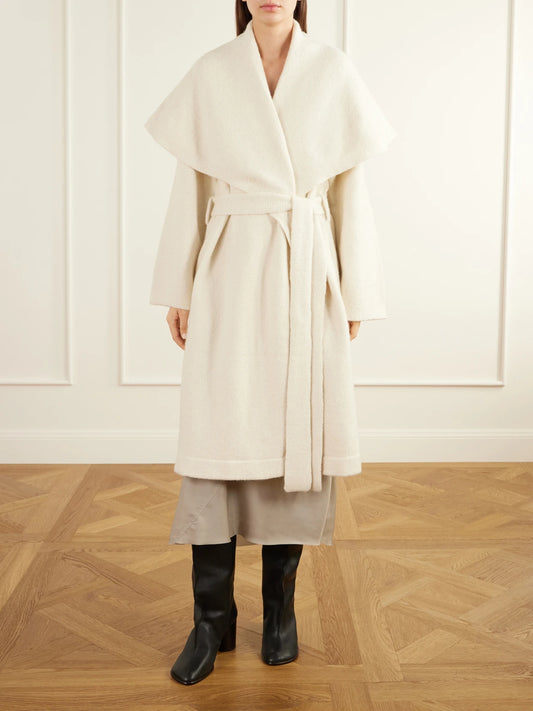 Lauren Manoogian Venn Belted Alpaca And Wool-blend Knitted Wrap Coat