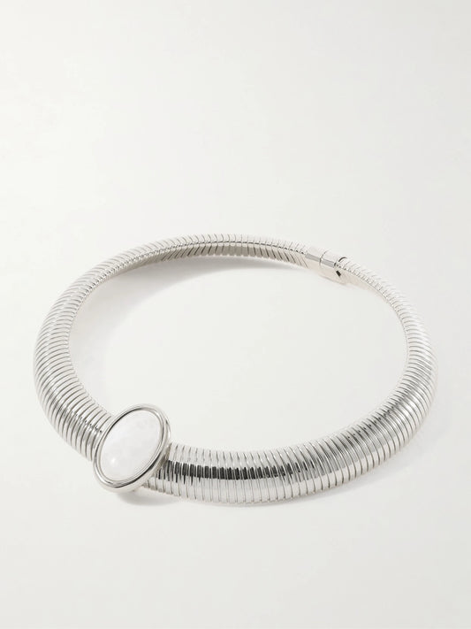 Opyum Rhodium-plated Moonstone Necklace