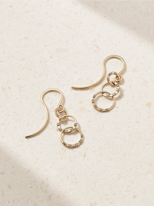 Triple Link 14-karat Recycled Gold Diamond Earrings