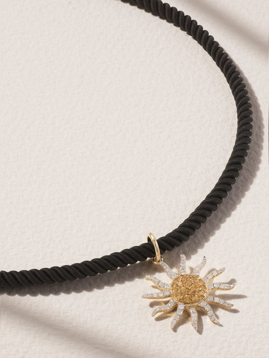 Soleil 9-karat Gold, Cord, Citrine And Diamond Necklace
