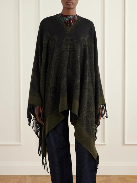 Etro Fringe-trimmed Wool Poncho