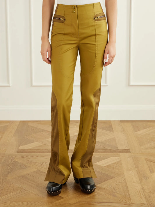 Zimmermann Valiant Two-tone Paneled Cotton-drill Mid-rise Straight-leg Pants
