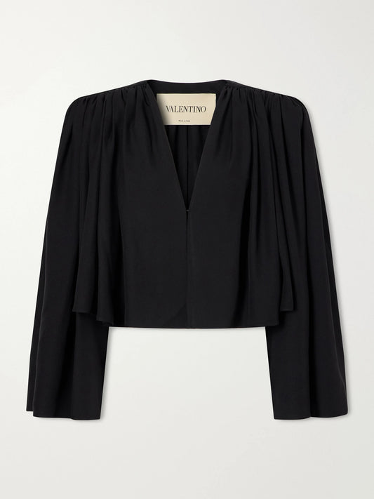Valentino Garavani Silk-crepe Crop Jacket