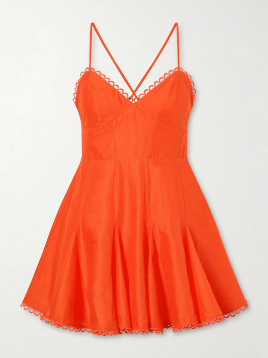 Marlene Guipure Lace-trimmed Cotton-blend Voile Mini Dress
