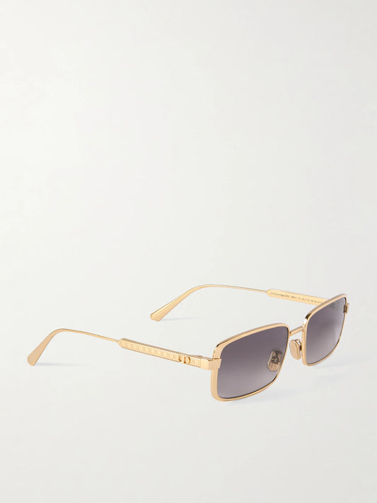 Diorcannage S2u Rectangular-frame Gold-tone Sunglasses