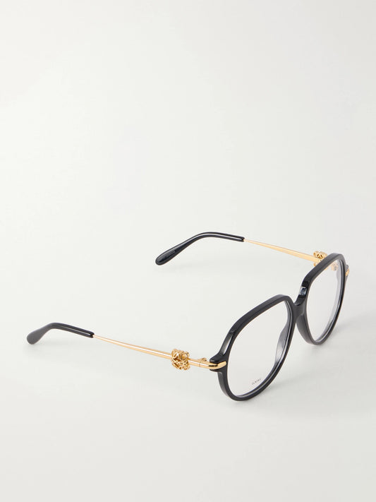 Loewe Anagram Pilot Round-frame Gold-tone Acetate Glasses