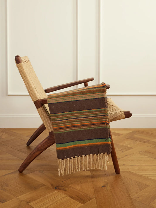 The House of Lyria Nazca Fringed Striped Cashmere And Silk-blend Throw