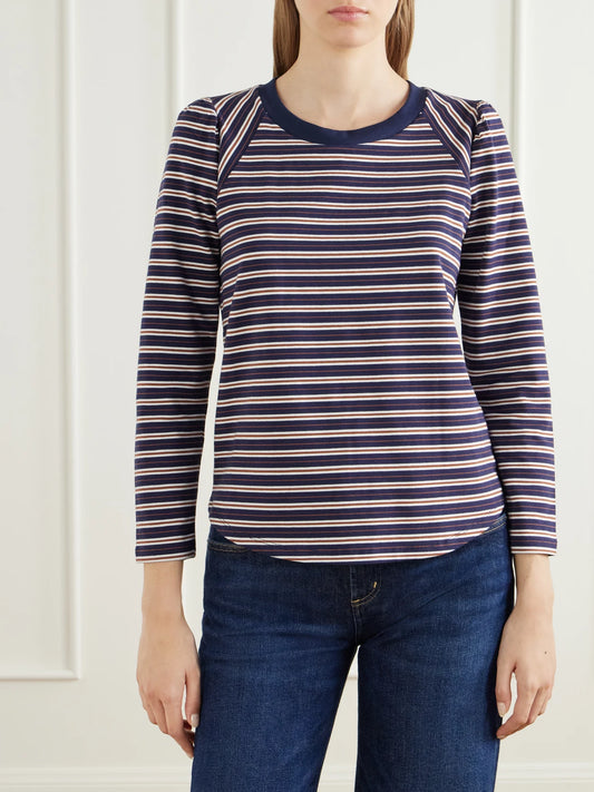 Veronica Beard Mason Baseball Striped Cotton-blend Jersey T-shirt