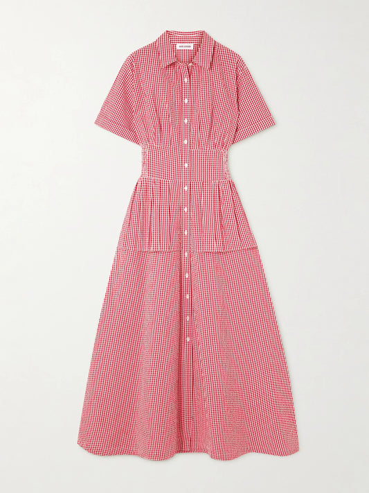 Boogie Woogie Bugle Boy Gingham Cotton-seersucker Maxi Shirt Dress