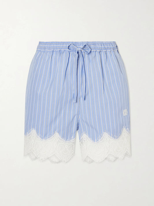 Emmie Striped Lace Cotton Shorts