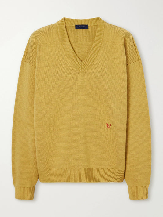 Willy Chavarria Logo-embroidered Rib-trimmed Wool Sweater