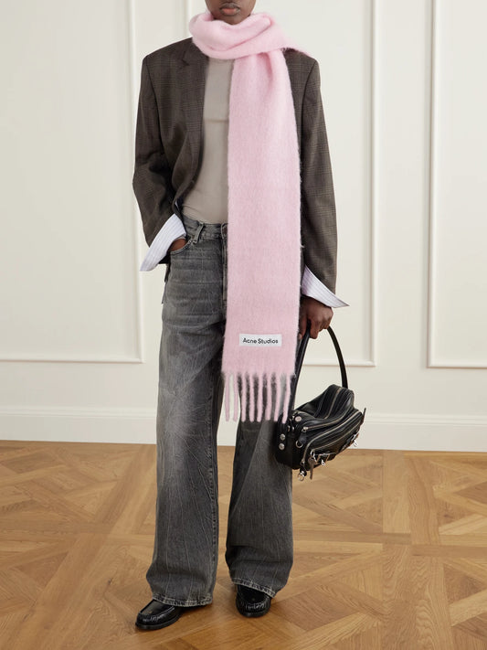 Acne Studios Vally Skinny Fringed Alpaca, Wool And Mohair-blend Scarf