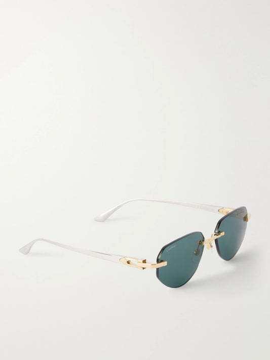 Eyewear Motifs De Cartier Rimless Oval-frame Gold And Silver-tone Metal Sunglasses