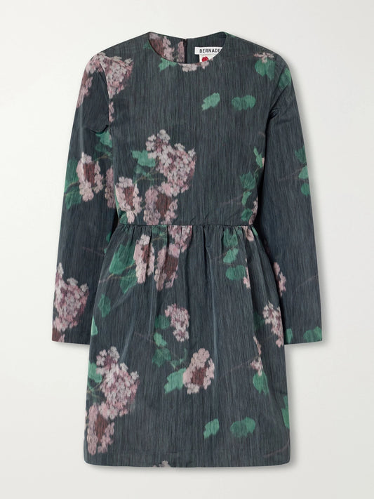 BERNADETTE Lennie Gathered Floral-print Taffeta Mini Dress
