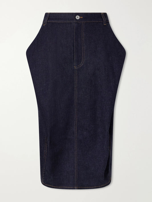 Jacquemus Cubisto De Nimes Cotton-blend Denim Midi Skirt