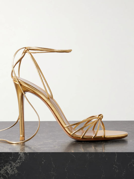105 Lace-up Metallic Leather Sandals