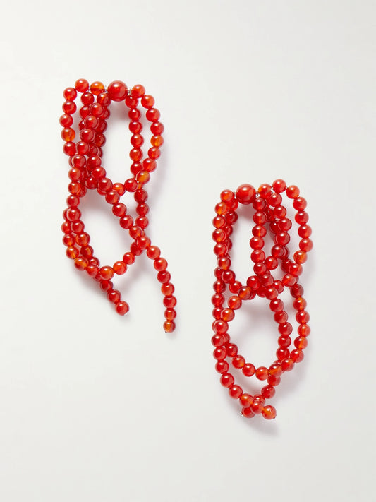 Recycled Silver Agate Beaded Earrings