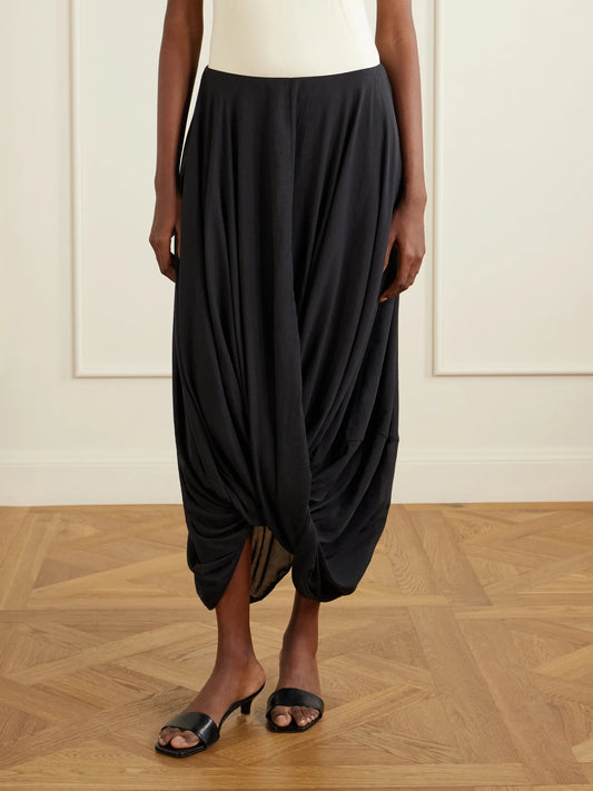 Cocoon Draped Lyocell And Organic Cotton-blend Maxi Skirt