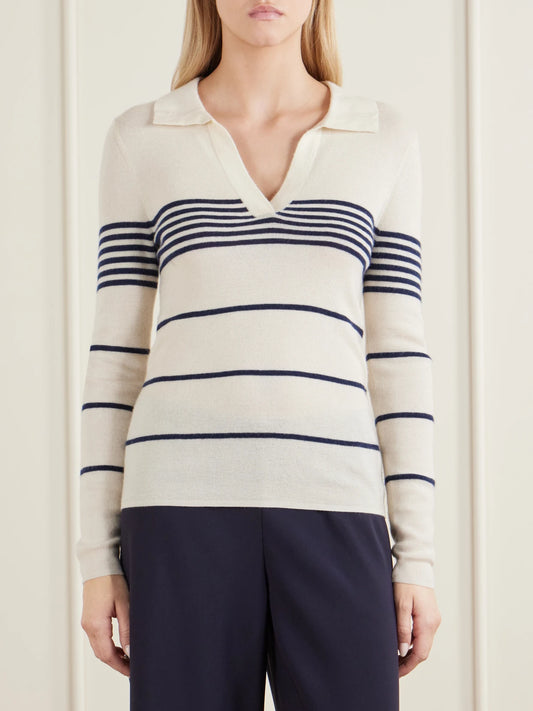 Nili Lotan Lucille Striped Cashmere Polo Sweater