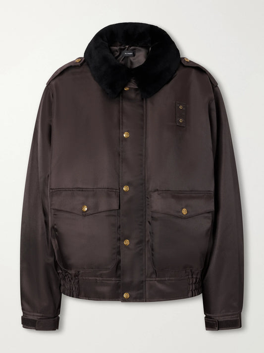 Willy Chavarria Uniform Plush-trimmed Twill Bomber Jacket