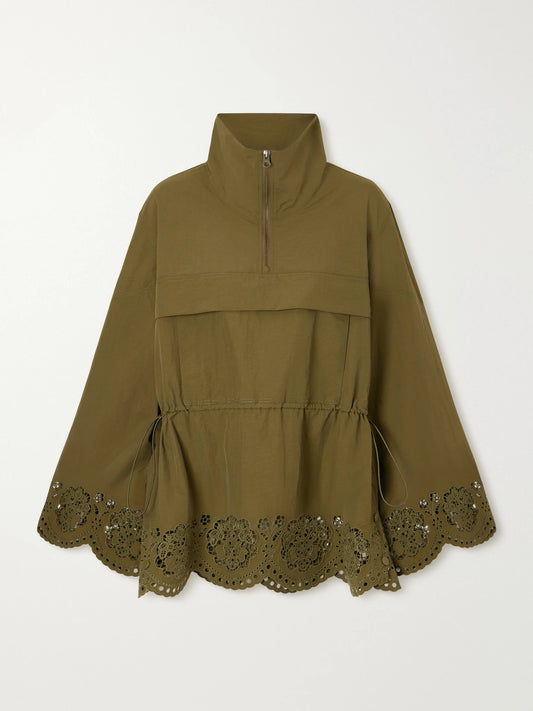 Vittoria Broderie Anglaise-trimmed Shell Jacket