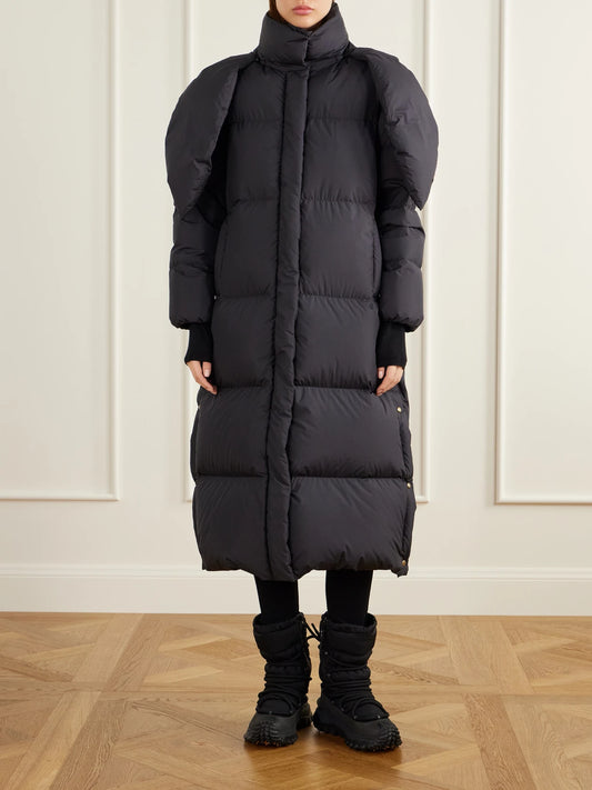 Moncler Ornement Quilted Scarf-detailed Rib-trimmed Shell Down Coat
