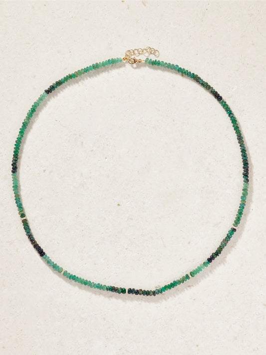 JIA JIA Arizona 14-karat Gold, Emerald And Diamond Necklace