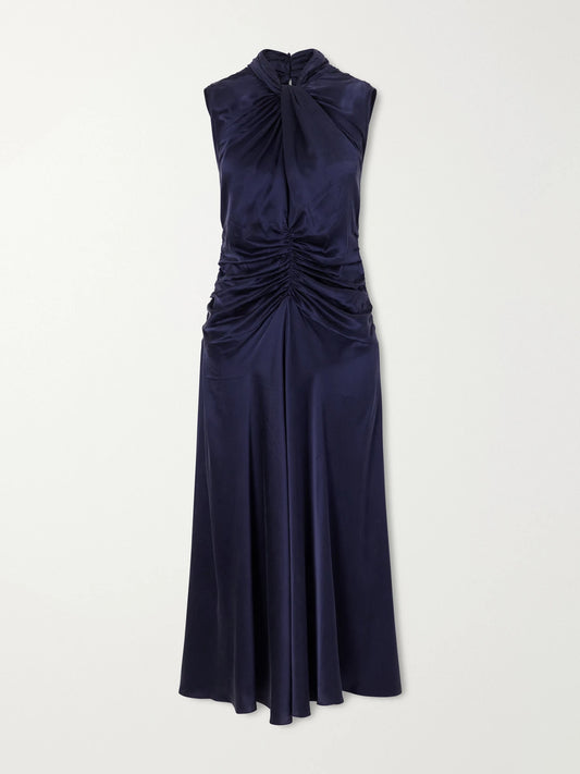 ISABEL MARANT Delfi Gathered Twist-front Silk-satin Midi Dress