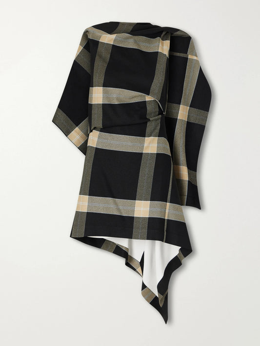 LOEWE Asymmetric Checked Crepe Mini Dress