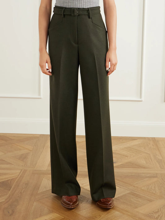 Gabriela Hearst Norman Belted Wool Straight-leg Pants
