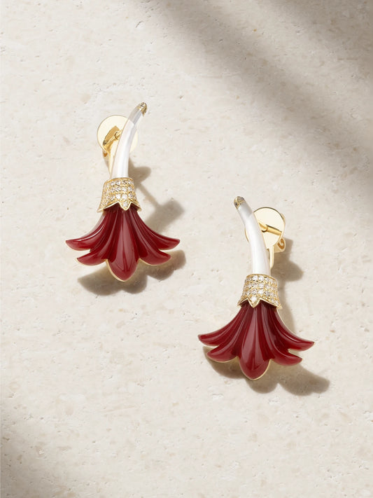 Big Flower 18-karat Gold Multi-stone Earrings