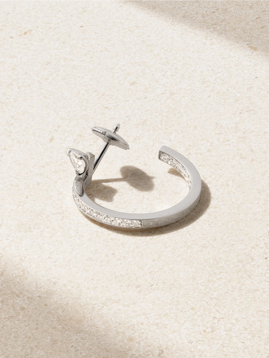Serti Sur Vide 18-karat White Gold Diamond Single Hoop Earring