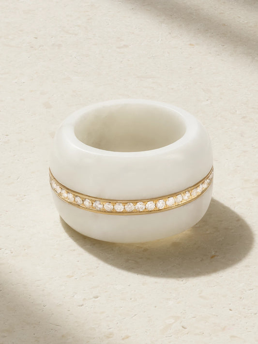 14-karat Recycled Gold, Marble And Diamond Ring