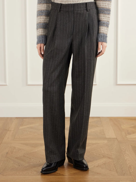 SKALL Harry Pinstriped Recycled Wool-twill Straight-leg Pants