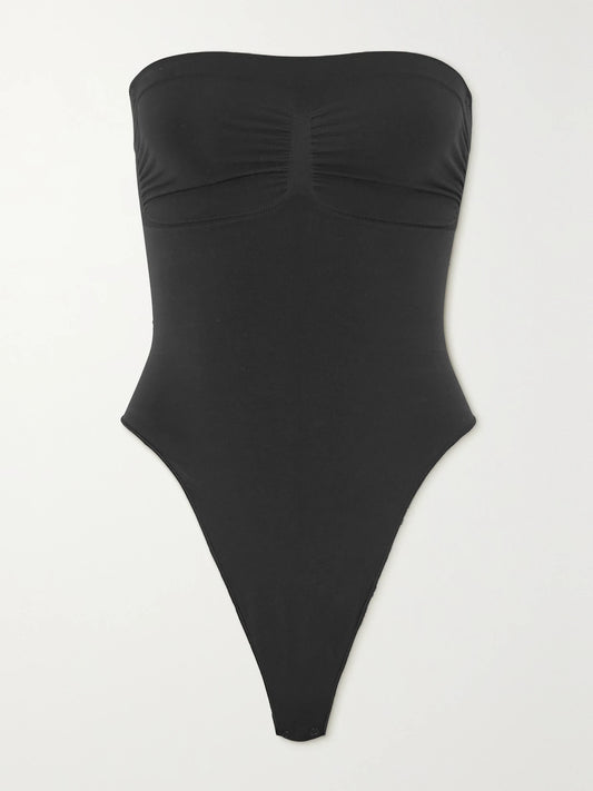 Seamless Sculpt Strapless Thong Bodysuit - Onyx