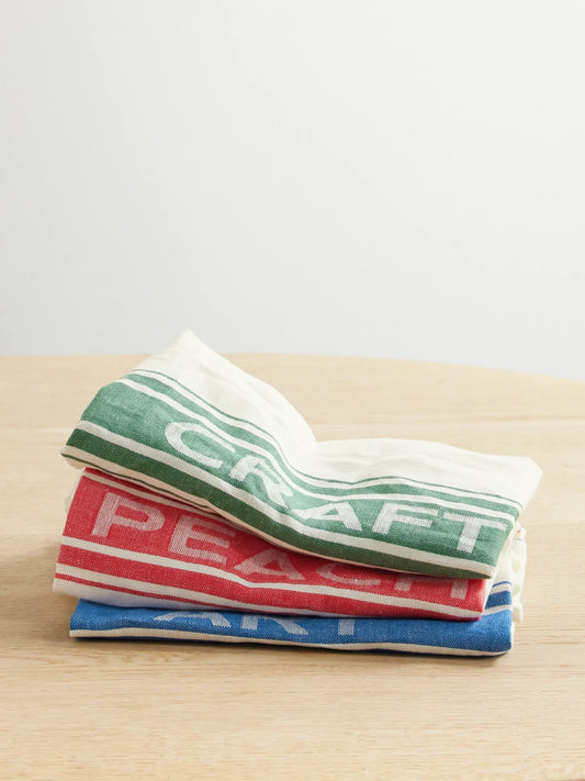 Neilly Set Of Three Striped Linen Napkins