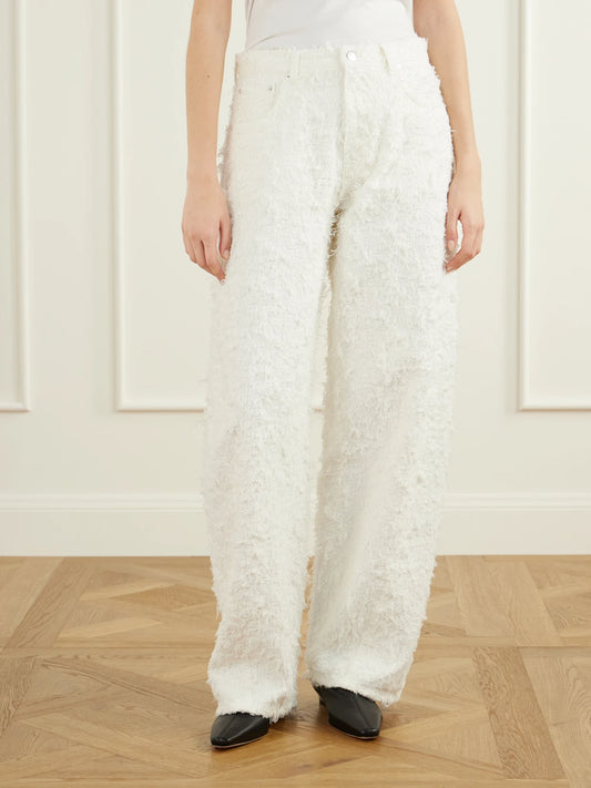 Haikure Clyde Double Frayed Mid-rise Barrel-leg Jeans