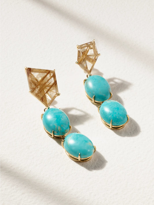 JIA JIA Mona Lisa Gold, Turquoise And Quartz Earrings