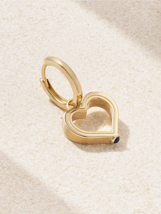 Heart Baby 18-karat Gold Sapphire Single Hoop Earring