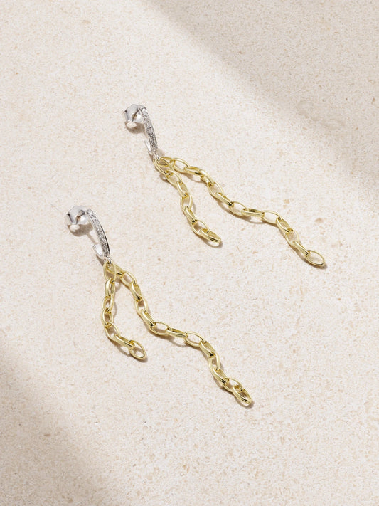 Edith 18-karat Yellow And White Gold Diamond Earrings